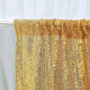 Poise3EHome Gold Sequin Backdrop Curtains, 2 Panels Gold Sequin Backdrop, 2FTx8FT Sequin Curtains for Party Wedding Sequence Backdrop