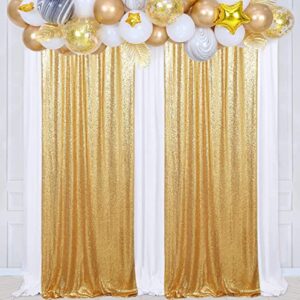 Poise3EHome Gold Sequin Backdrop Curtains, 2 Panels Gold Sequin Backdrop, 2FTx8FT Sequin Curtains for Party Wedding Sequence Backdrop