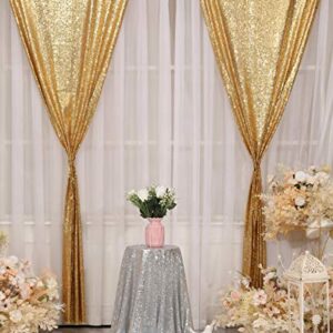 Poise3EHome Gold Sequin Backdrop Curtains, 2 Panels Gold Sequin Backdrop, 2FTx8FT Sequin Curtains for Party Wedding Sequence Backdrop