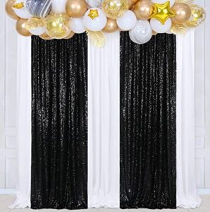 poise3ehome black sequin backdrop curtains, 2 panels black sequin backdrop, 2ftx8ft sequin curtains for party halloween christmas sequence backdrop