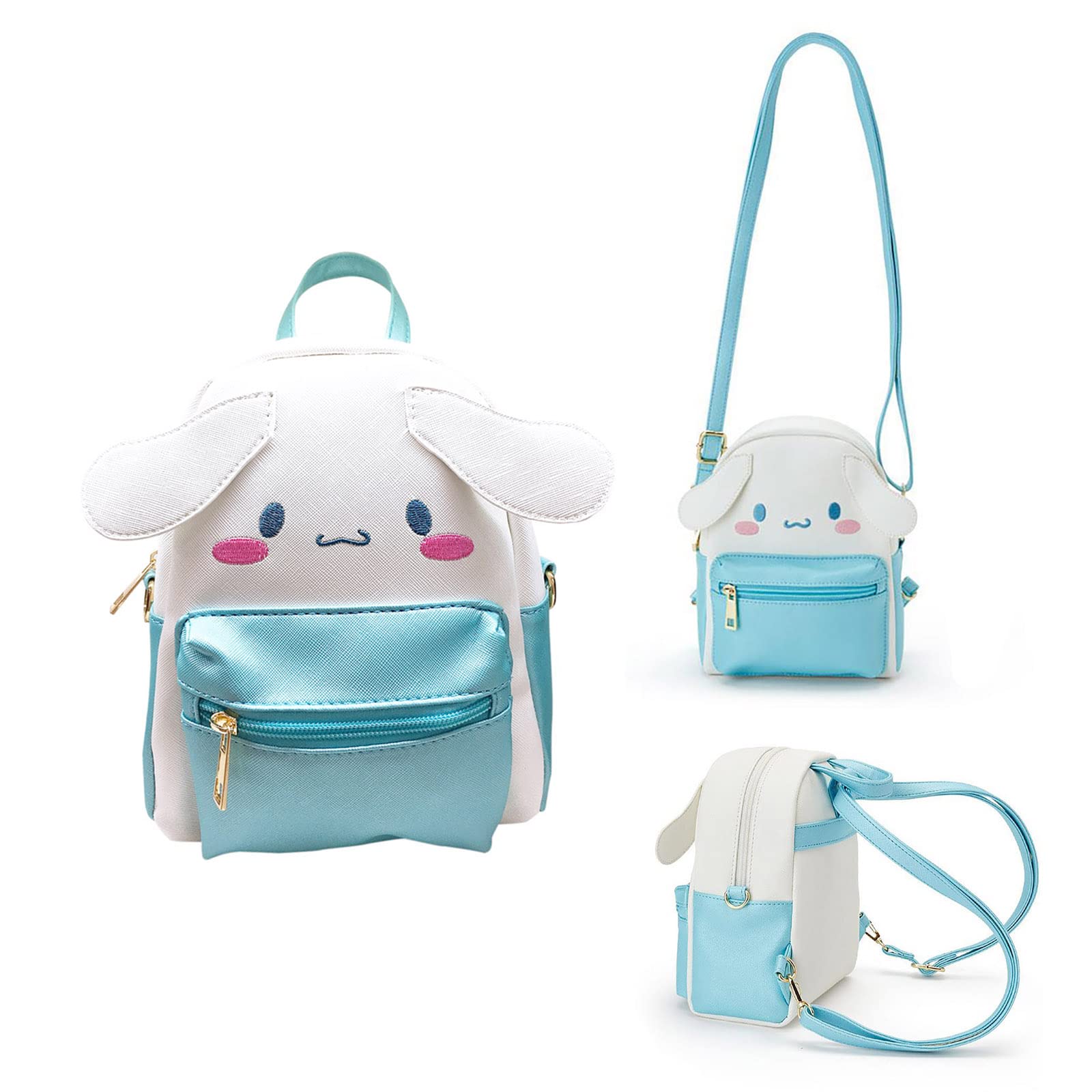 ZJYJING Anime Cartoon Mini Cute Shoulder Bag Backpack PU School Bag Handbag Kids Girls Cosplay (Blue)
