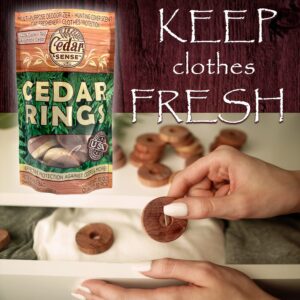 Cedar Rings - 20 Pack - Cedar Sense - Made in U.S.A.- Cedar Blocks for Clothes Storage - Cedar for Closets and Drawers