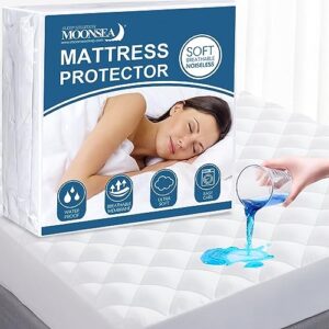 moonsea waterproof three quarter mattress pad, rv short full, 48x75 inch, white