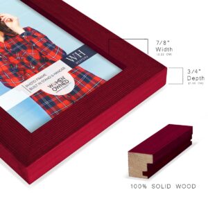 Renditions Gallery 5x7 inch Picture Frame Modern Style Wood Pattern and High Definition Glass Ready for Wall and Tabletop Photo Display, Red Frame