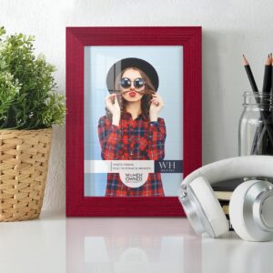 Renditions Gallery 5x7 inch Picture Frame Modern Style Wood Pattern and High Definition Glass Ready for Wall and Tabletop Photo Display, Red Frame