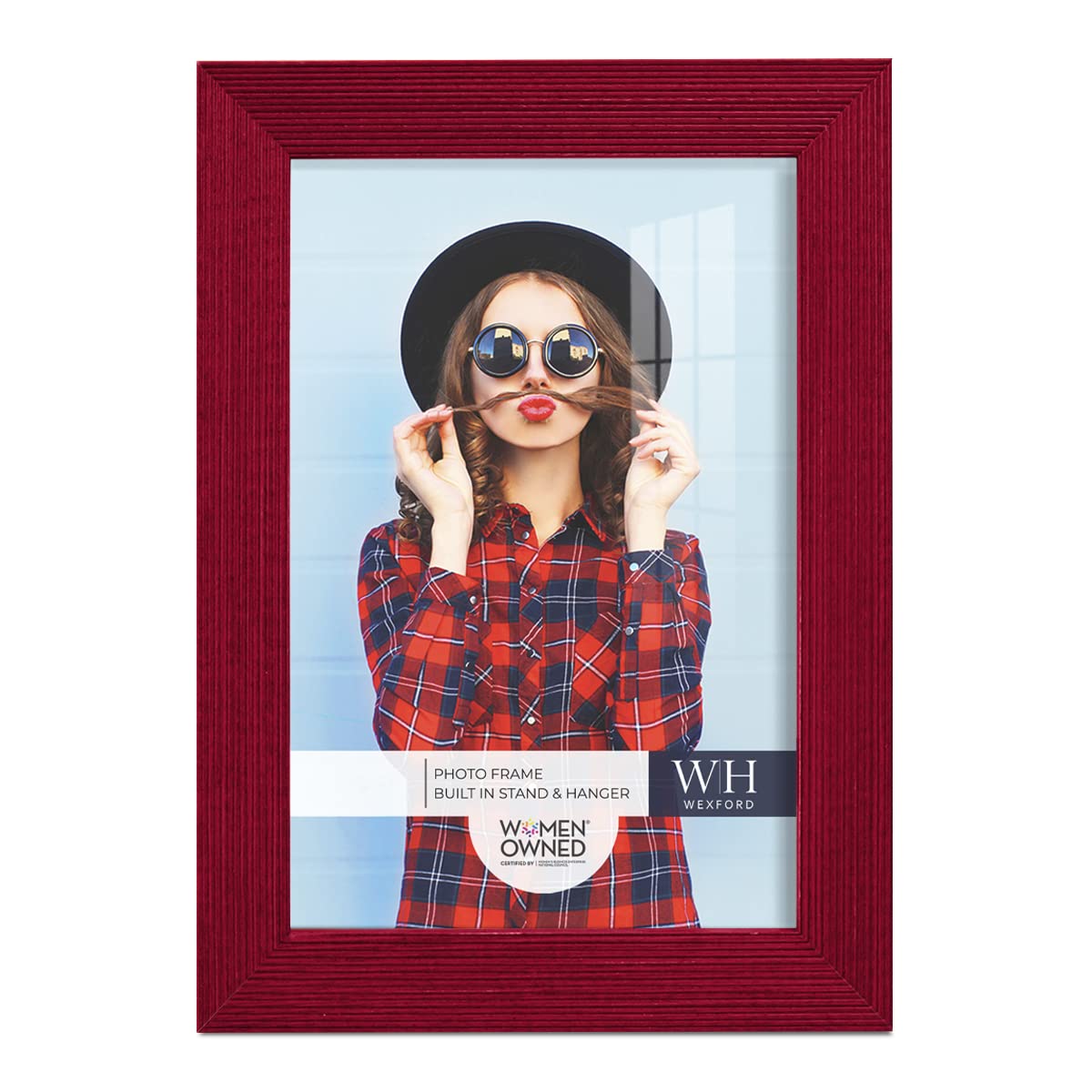 Renditions Gallery 5x7 inch Picture Frame Modern Style Wood Pattern and High Definition Glass Ready for Wall and Tabletop Photo Display, Red Frame