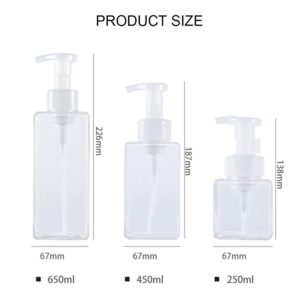 FKJLUN Soap Dispenser Pump Square Clear Foaming Bottle Liquid Soap Whipped Mousse Points Bottling Shampoo Lotion Shower Gel Foam Pump Bottles Ending Hand Lotion Bottle (Color : 250ml Transparent)