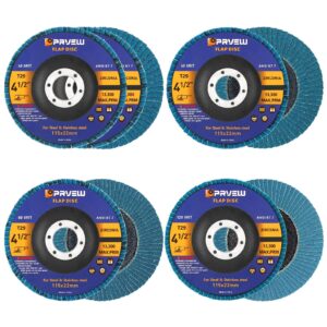 prvew flap discs 4 1/2 inch, 5-pack 4.5" x 7/8" t29 premium zirconia abrasive grinding wheels, 40/60/80/120 assorted grits flap sanding disc for metal,stainless steel