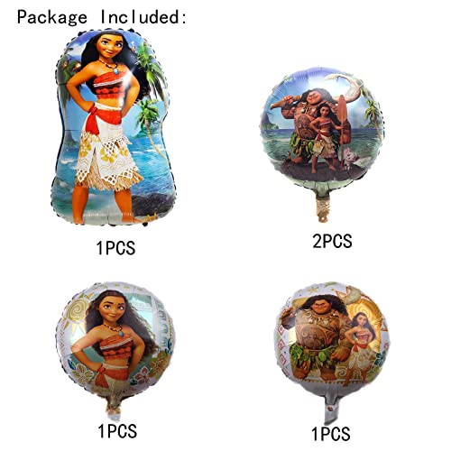 ALLPICK 5PCS Moana Mylar Balloons For Kids Birthday Baby Shower Moana Themd Party Decorations