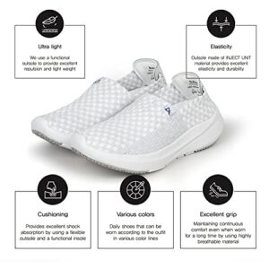 Woven Shoes Basic, Casual Woven Slip On Walking Shoes for Everyone, Comfortable Shoes and Light-Weight Shoes, Handmade Shoes, White, Size 6.5