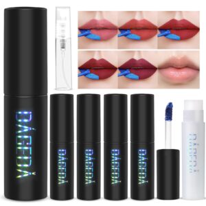 dageda 5 colors lip stain,peel off lip stain lip tint,tattoo color lip gloss,waterproof liquid lipstick with 5ml empty spray bottle, lip stain tint lip makeup for women