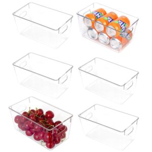 vzkah clear plastic organizer bins 【6-pack】– shelf storage bins or kitchen organizing – fridge organizer, pantry organization and food storage bins,cabinet organizers (9.32" l*5.23" w*4.52" h)