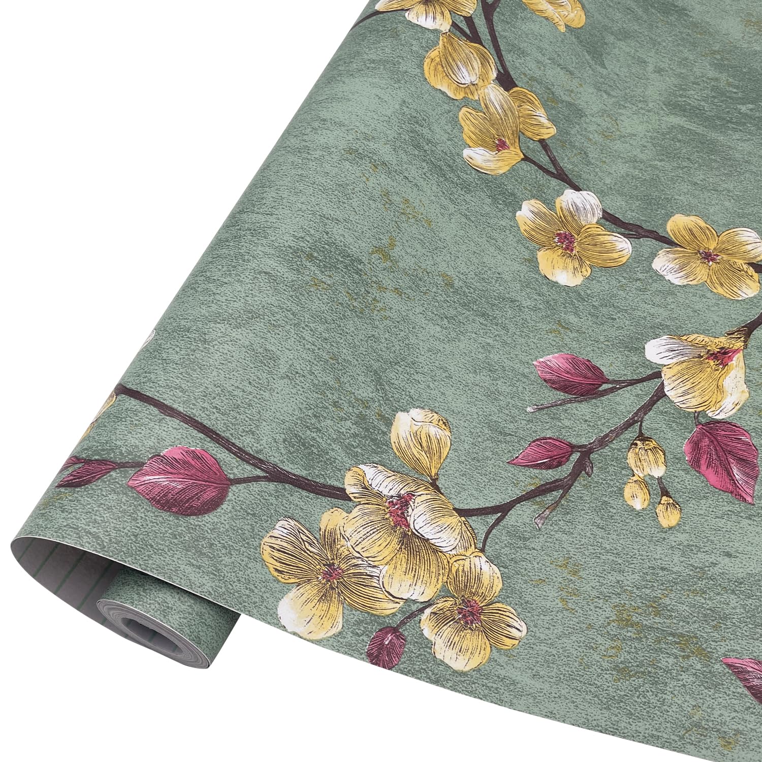 Yifasy Shelf Liner for Kitchen Cabinets Closet Water Resistant Easy Clean Self Adhesive Refresh Furniture Surface 118x18 Inch Beige Plum Floral