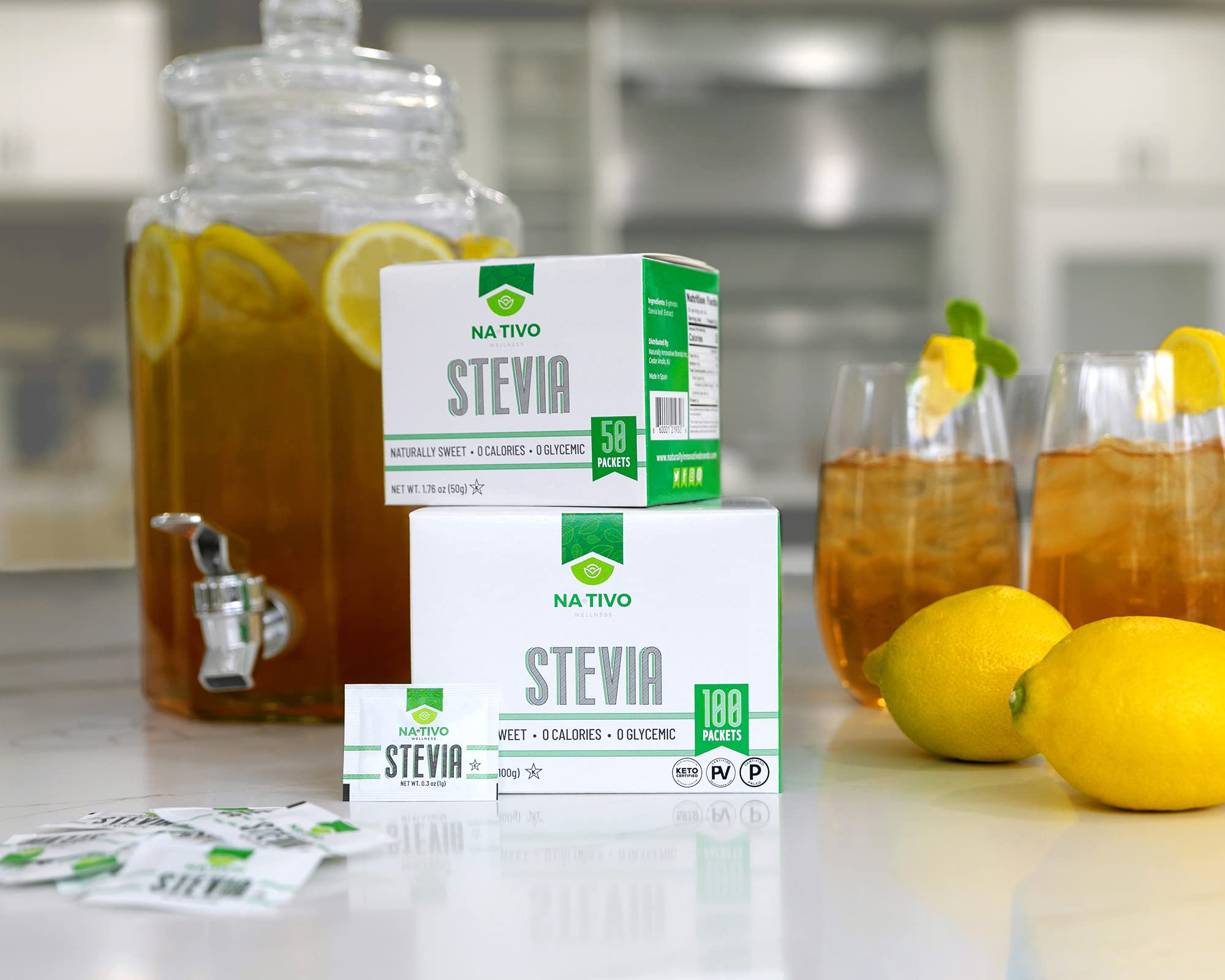 Stevia + Erythritol 1:8 Sweetener - 500 packets | 1 packet = 2 tsp of sugar | Healthier Sugar Substitute - 0 Calories - 0 Glycemic Index - Keto and Paleo - 0 Net Carbs - Non-GMO - NaTivo Wellness