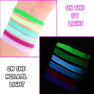 Bowitzki Face and Body Paint Split Cake 50g Body Painting Water Based Eyeliner Graphic Hydra Liner Makeup Glow Fluorescent Color Neon for Halloween Christmas Party Pride - UV Rainbow (Garden)