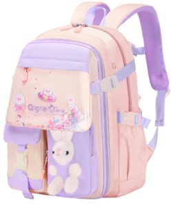 nine-tailed fox bunny backpack for girls,cute backpack little girl kindergarten preschool elementary school bookbag set (only backpack pink)
