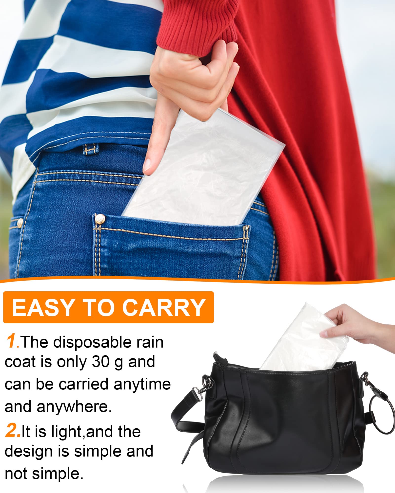 JaGely 120 Pack Disposable Rain Ponchos for Adults Bulk Emergency Travel Essential Family Pack Operation Raincoat with Hood(Clear)