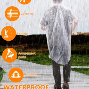 JaGely 120 Pack Disposable Rain Ponchos for Adults Bulk Emergency Travel Essential Family Pack Operation Raincoat with Hood(Clear)