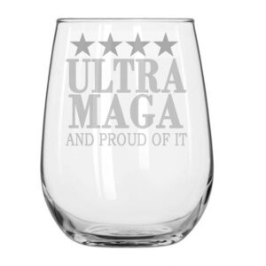 alankathy mugs donald trump joe biden ultra maga wine glass for republican make america great again (17 oz stemless wine glass)