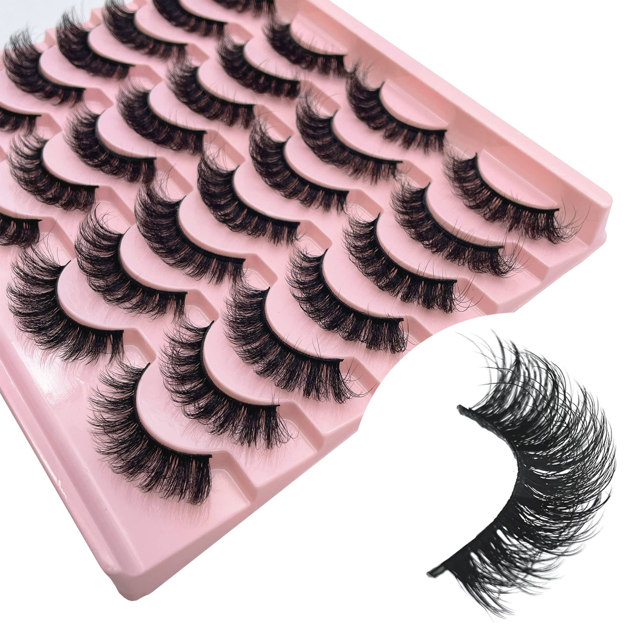 Russian Strip Lashes Yasnai DD Curl False Eyelashes Fluffy Cat eye Faux Mink Lashes Natural Eye Lashes 14 Pairs Pack