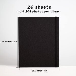 Cherrich Mini Photo Album for Fujifilm Instax Mini Polaroid Snap, Pack of 2 Linen Picture Book 2x3, Each Small Album Holds 208 Photos Black