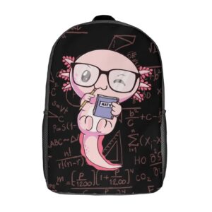 usmikeys axolotl backpack, waterproof bookbag for boys girls back to school 17 inch