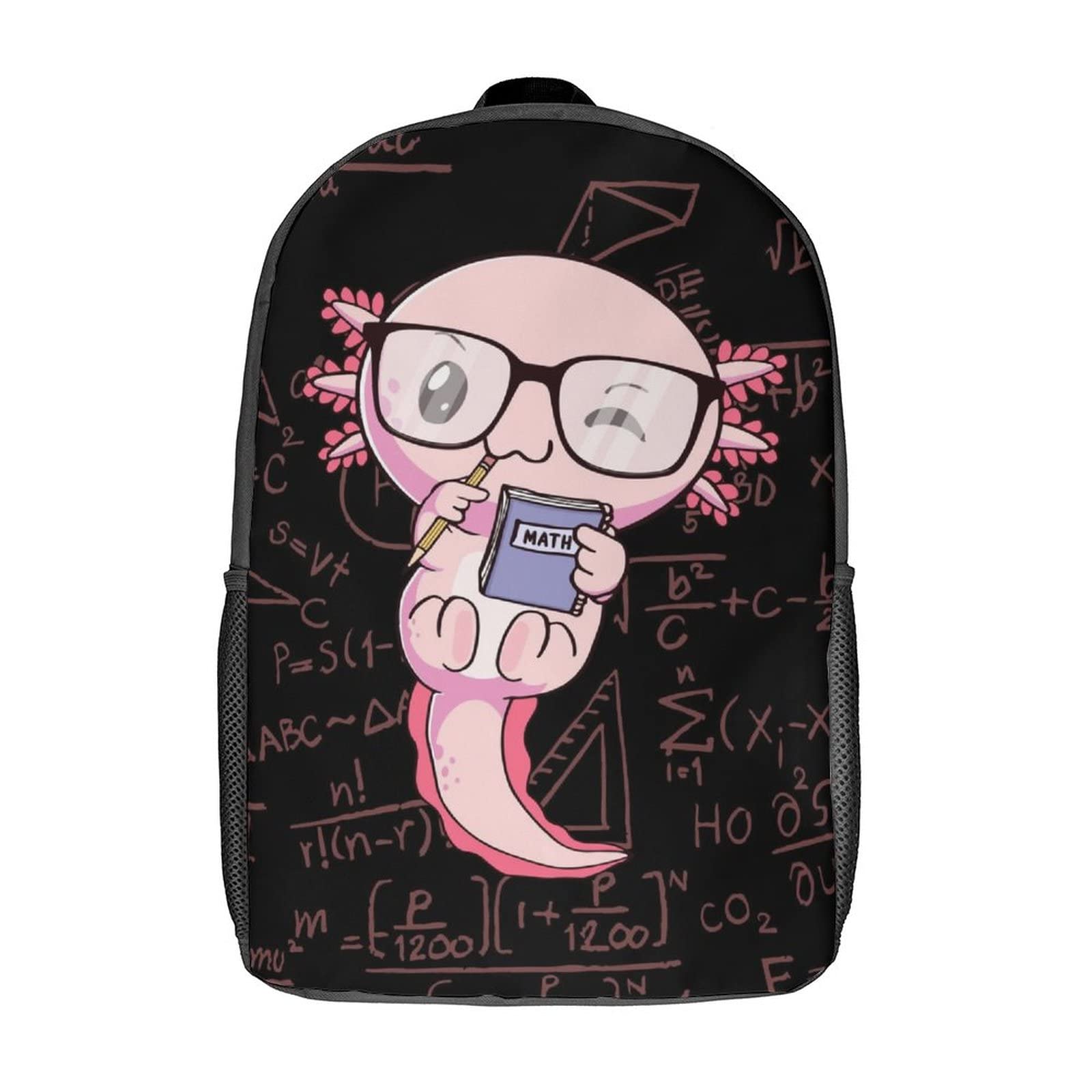 usmikeys Axolotl Backpack, Waterproof Bookbag for Boys Girls Back to School 17 Inch