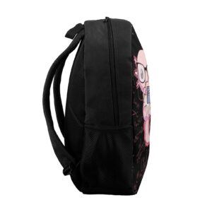 usmikeys Axolotl Backpack, Waterproof Bookbag for Boys Girls Back to School 17 Inch