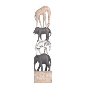 deco 79 polystone safari animal sculpture, 8" x 5" x 33", multi colored (080374)
