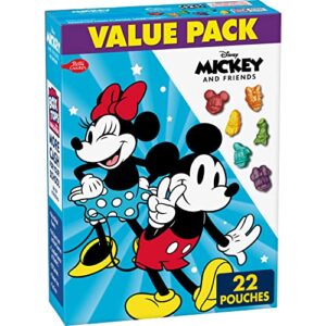 mickey & friends fruit flavored snacks, treat pouches, value pack, 22 ct