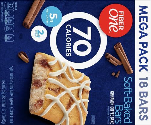 Fiber One 70 Calorie Soft-Baked Bars, Cinnamon Coffee Cake, 18 ct