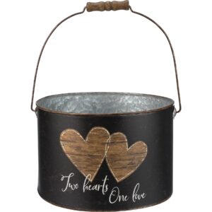 Primitives by Kathy Rustic Heart Design Together is A Beautiful Place to Be Double Sided Metal Bucket