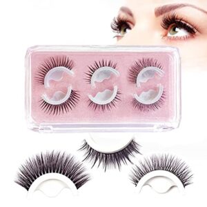 Ksiliup Reusable Self Adhesive Eyelashes 3 Styles False Eyelashes No Eyeliner or Glue Needed Stable False Lashes Natural Look Easy to Put On Waterproof Fake Eyelashes (3 Styles)