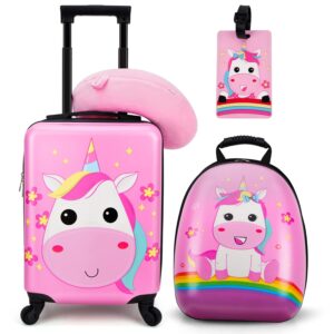 emissary Kids Luggage With Wheels For Girls, Giraffe Kids Luggage Set, Childrens Luggage For Girls With Wheels, Kids Suitcases With Wheels For Girl, Toddler Suitcase For Girls, Travel Luggage For Kids