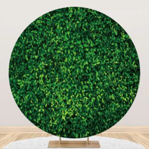 greenery green leaves round backdrop cover spring nature outdoorsy circle background (no stand) for wedding birthday bridal shower photography 6.56ft (200cm) seamless edge elastic photo studio props