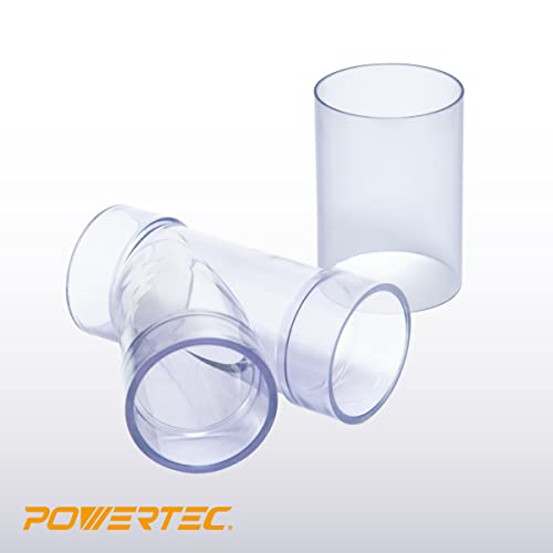 POWERTEC 2-1/2 Inch ID Y Fitting for 2-1/2 Inch OD Dust Collection Pipes, Adapters and Fittings with Splice for 2 1/2 Inch ID Dust Collection Hose Connector, 1 set (70320)