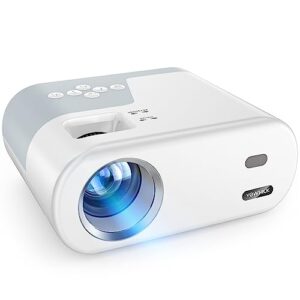 updated mini projector, yowhick dp02w native 1080p portable projector for outdoor, movie projector with remote control, hdmi, usb, ac and aux ports