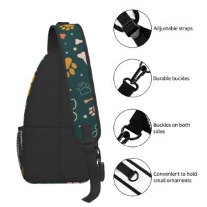 Animal Paws And Bones Sling Bag For Women Men,Crossbody Shoulder Bags Casual Sling Backpack Chest Bag Travel Hiking Daypack For Outdoor