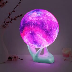 16TUYOUTU 16 Colors Moon Lamp,Lava Lamp,Moon Night Lights for Kids,Galaxy Lamp,3D Moon Lights for Bedroom,Bedroom Gift for Kids Boys Girls Birthday Christmas (5.9 inch, Light Blue （Base）