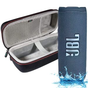 jbl flip 6 - waterproof portable bluetooth speaker, powerful sound and deep bass, ipx7 waterproof, 12 hours of playtime with megen hardshell case - blue