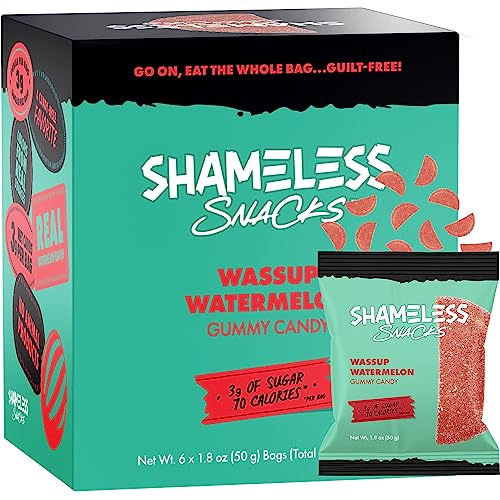 Shameless Snacks - Healthy Low Calorie Snacks, Low Carb Keto Gummies (Gluten Free Candy) - 6 Pack Wassup Watermelon