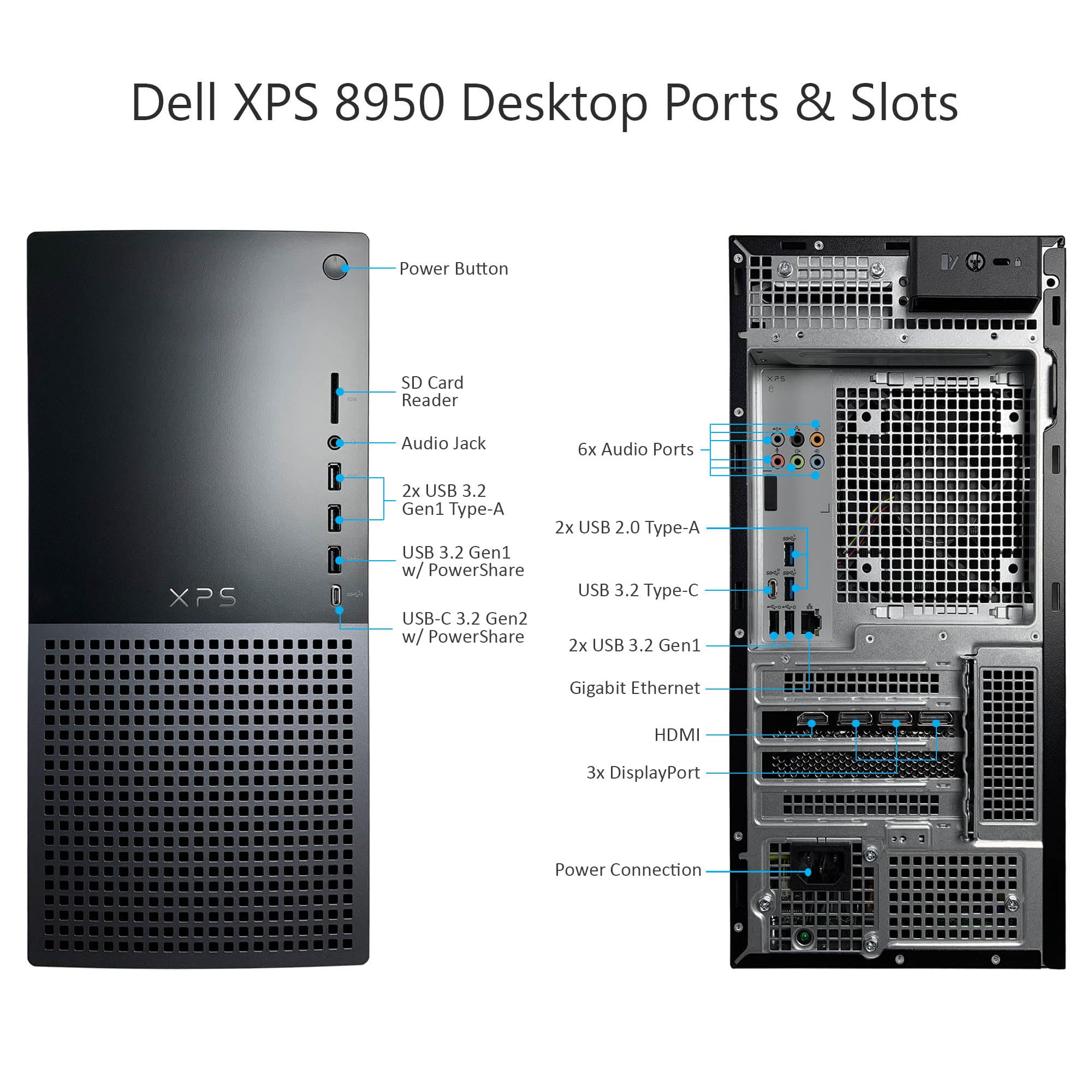 Dell XPS 8950 Desktop Computer - 12th Gen Intel Core i7-12700K up to 5.0 GHz CPU, 128GB DDR5 RAM, 8TB SSD + 12TB HDD, Intel UHD Graphics 770, Killer Wi-Fi 6, Windows 11 Pro