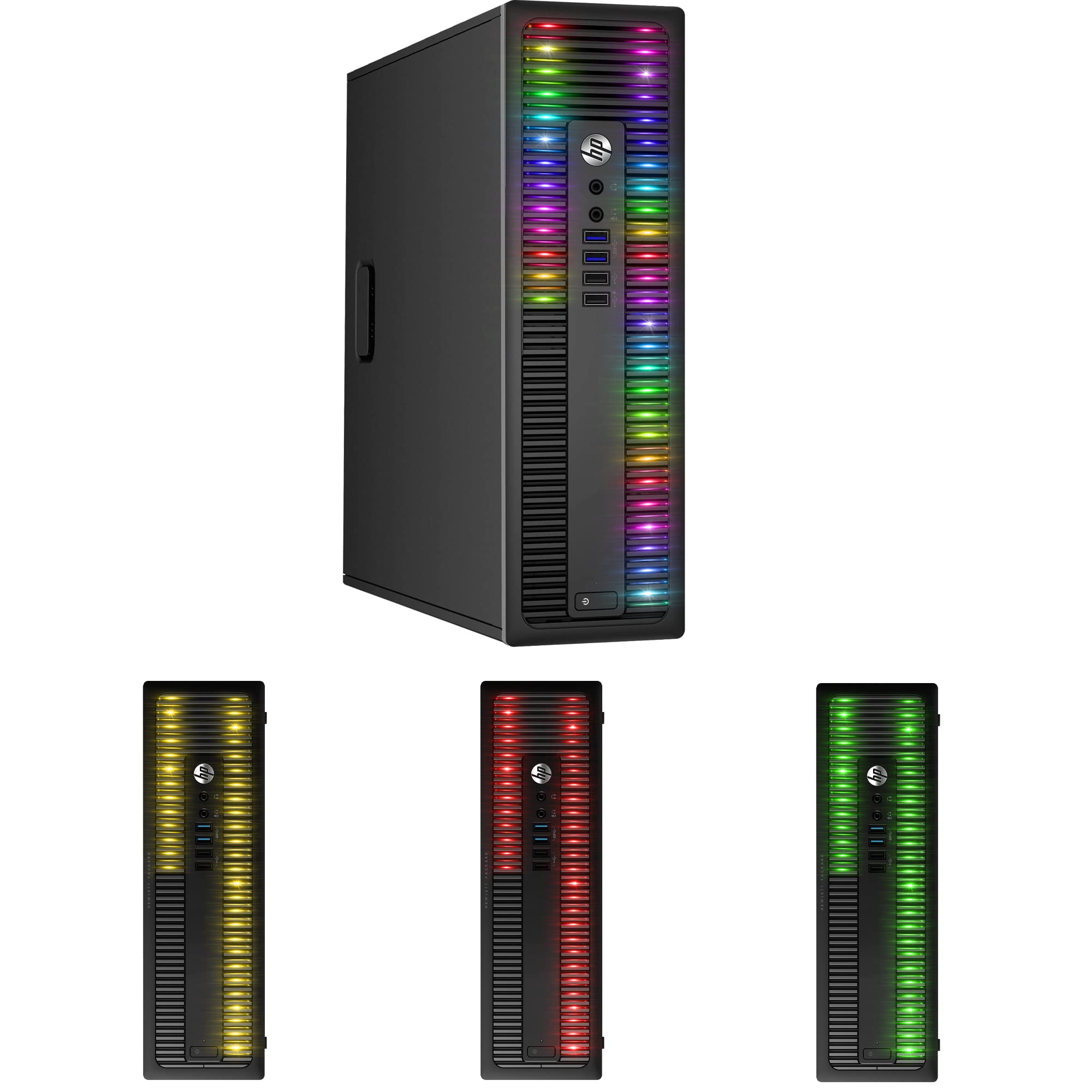 HP Custom Built RGB Lights PC with 24 Inch Monitor ProDesk Desktop Computer Intel Core i5 6500 Quad-Core Processor GeForce 1030 2GB 16GB RAM 256GB SSD Win 10 Pro Gaming Keyboard & Mouse (Renewed)