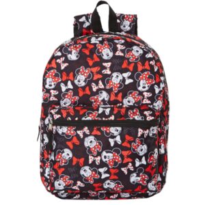 disney minnie mouse backpack for kids and adults, 16 inch, red and black