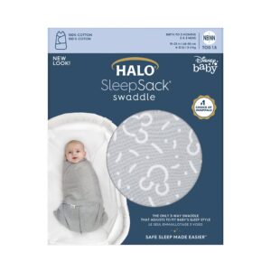 HALO 100% Cotton Sleepsack Swaddle, 3-Way Adjustable Wearable Blanket, TOG 1.5, Confetti Mickey Grey, Small, 3-6 Months