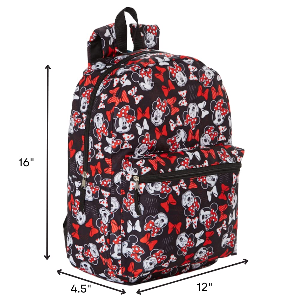 Disney Minnie Mouse Backpack for Kids and Adults, 16 inch, Red and Black