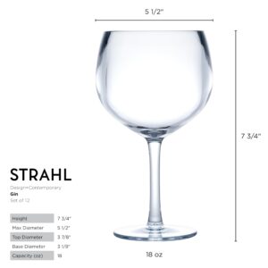 Strahl Unbreakable Wine Glass Goblet, Design Shatterproof Polycarbonate Stemware Clear Glassware Glasses, Heavy Duty Premium Restaurant Grade for Beverages, Gin Cocktail, 17 Ounces, 206173, Set of 12