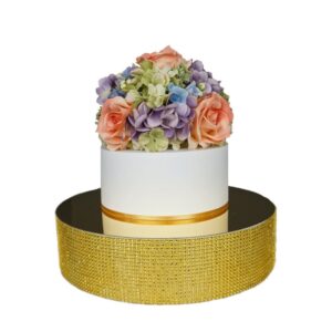 BLISS & DANE Bling Wedding Cake Stand (12 inch Round, Gold), Mirror Top, Rhinestones I Wedding Centerpiece I Table Decor I Cupcake Stand I Dessert Riser I Wedding Favors I Party Tray