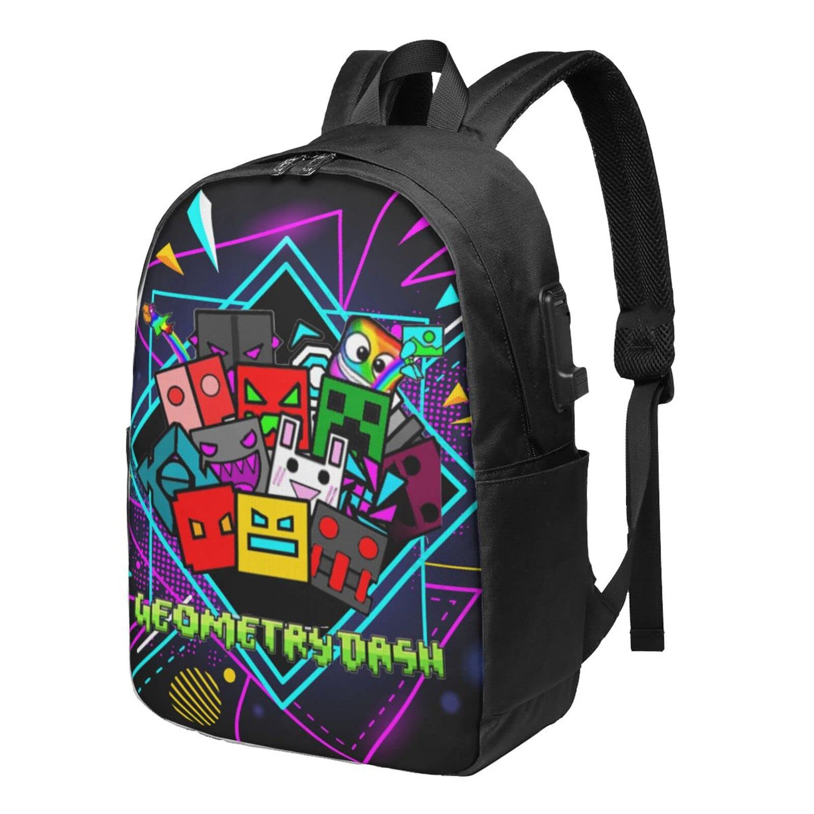 TKBIIuds Geometry Cube Dash Backpacks 17 In Multifunctional Computer Bag Casual Daypack Lightweight School Bag Bookbag