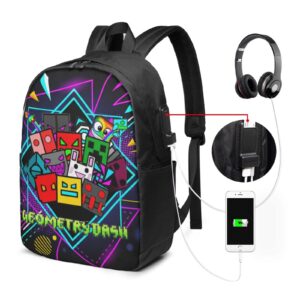 TKBIIuds Geometry Cube Dash Backpacks 17 In Multifunctional Computer Bag Casual Daypack Lightweight School Bag Bookbag